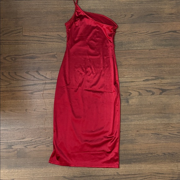 ROMWE One Shoulder Burgundy Dress - Picture 12 of 15